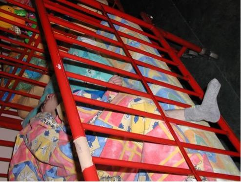 a child in a crib